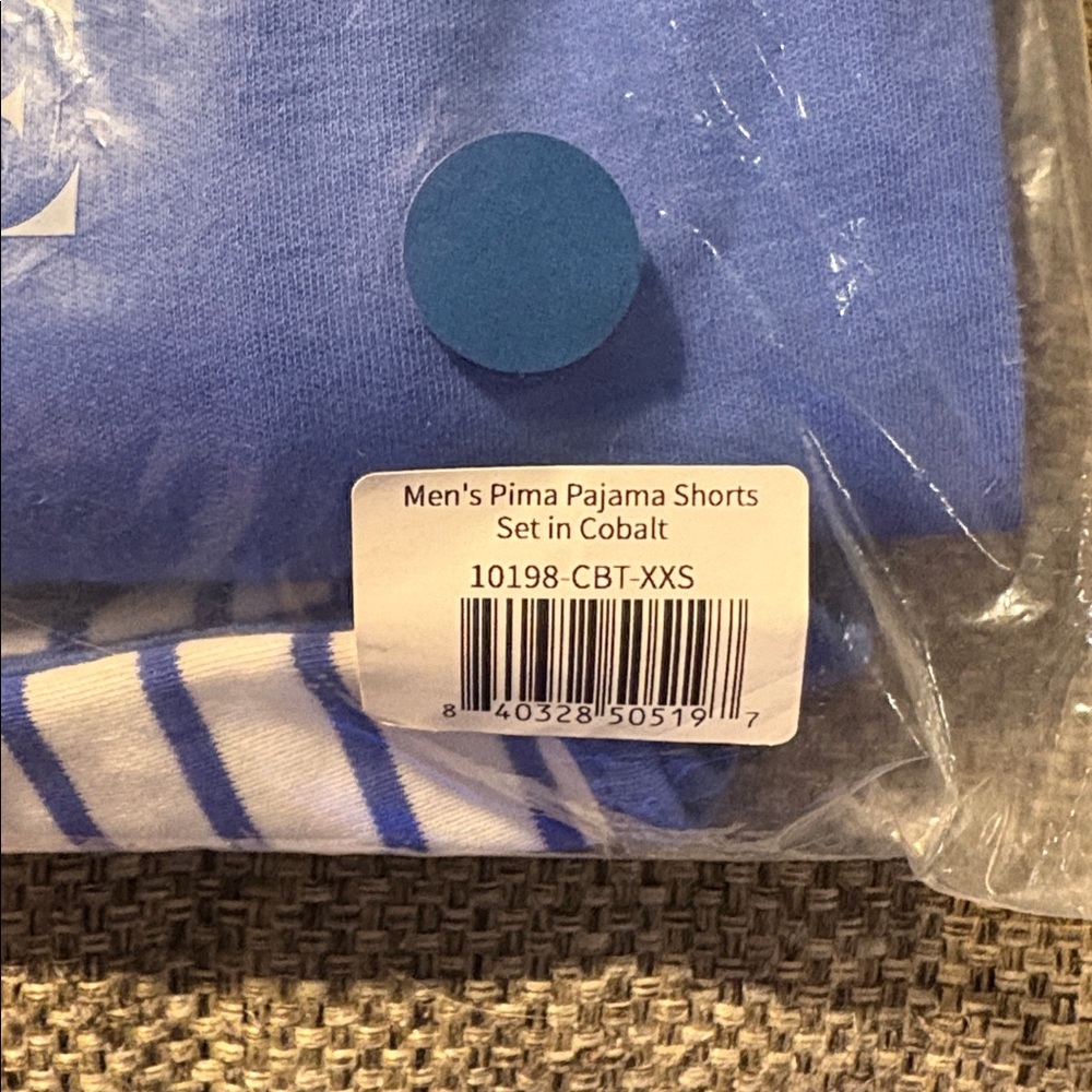 Lake Pajamas Men’s Pima Pajama Shorts Set in Cobalt SZ XXS NWOT - Picture 3 of 3